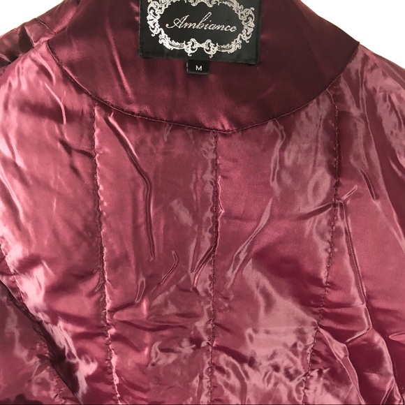 FASHION NOVA Burgundy Satin Bomber Jacket - Picture 6 of 6